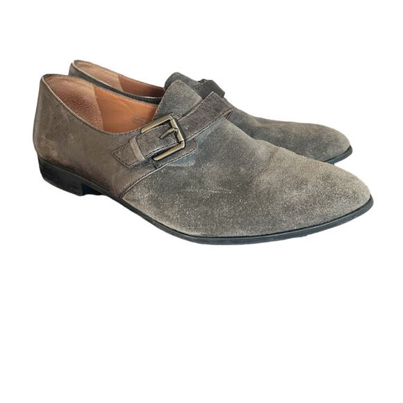 VIA SPIGA Women's Gray/Brown Suede and Leather Pointed Toe Loafers Shoes - Picture 1 of 3